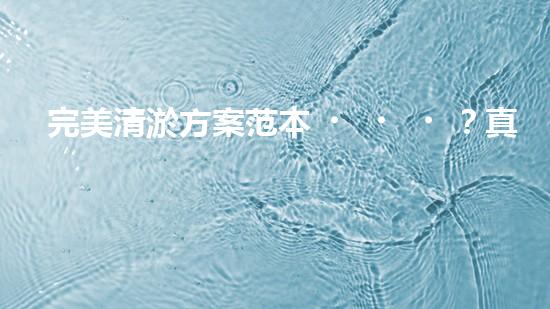 完美清淤方案范本？真的存在嗎！